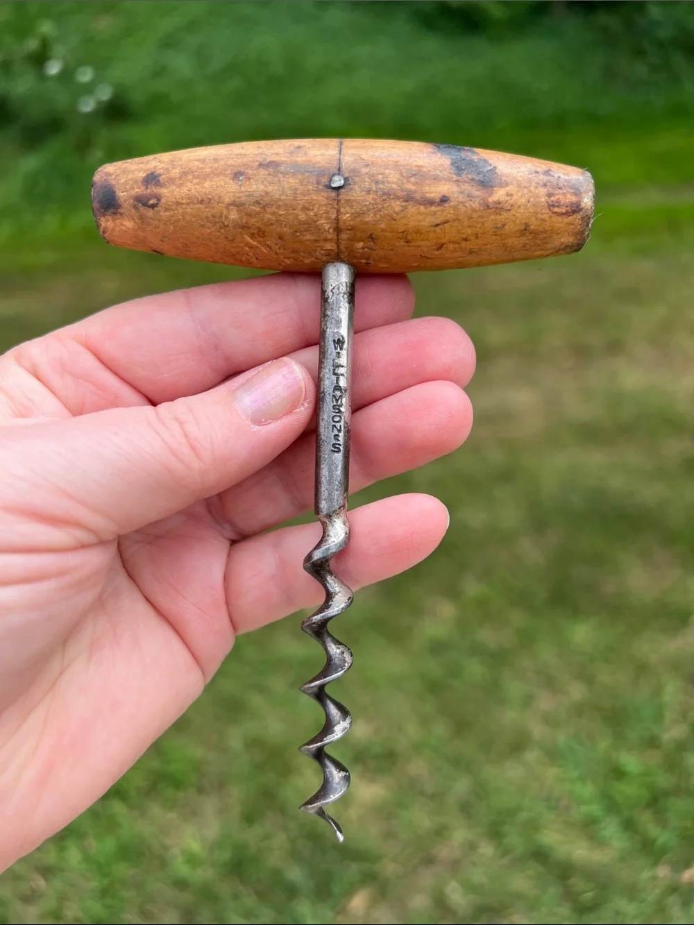 Antique Williamson’s Corkscrew Wood T Handle Bottle Opener